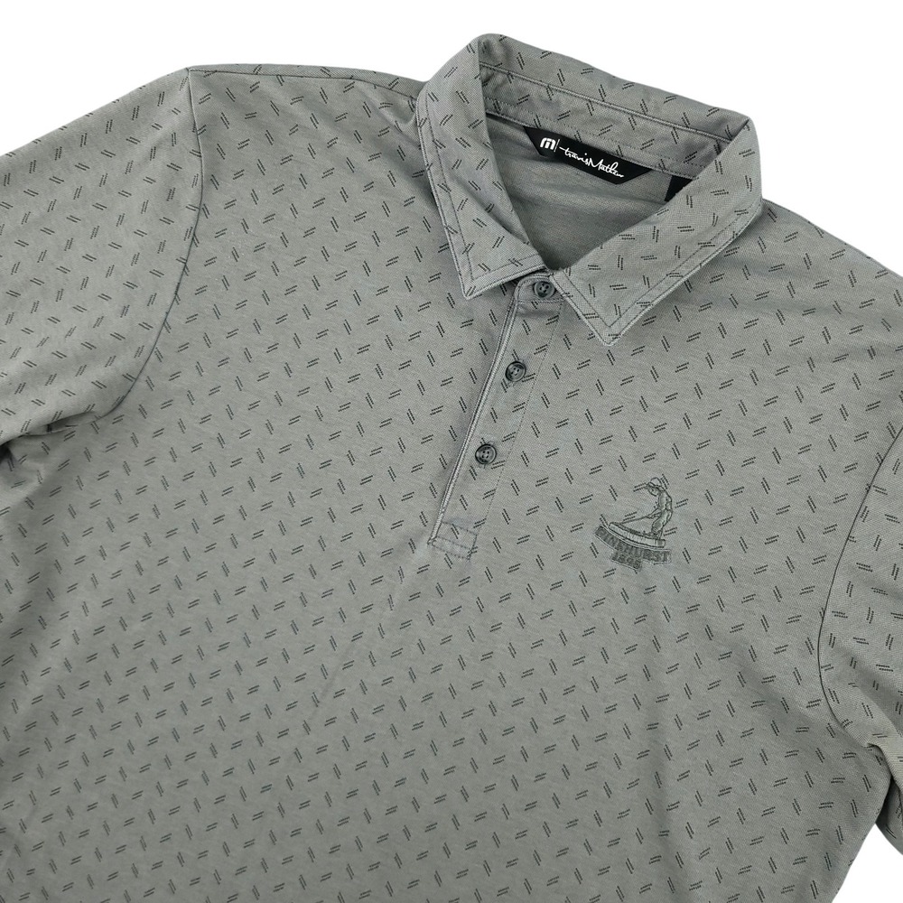 TravisMathew Polo Shirt Mens L Gray Geometric Pinehurst Golf Performance Top